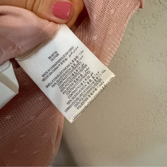 Women's BCBGMaxAzria Soft Ballet Pink Dress with Ruffles & Black Waistband - Picture 11 of 14